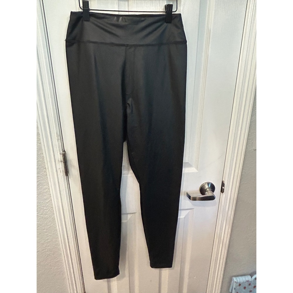 OFFLINE by Aerie Leggings Black Faux Leather Hi-Rise Real Good Athleisure L